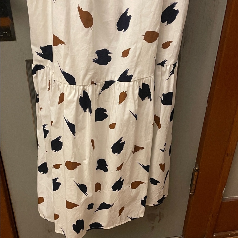 Sugarlips White Maxi Dress with Blue and Brown Pattern - Picture 3 of 6